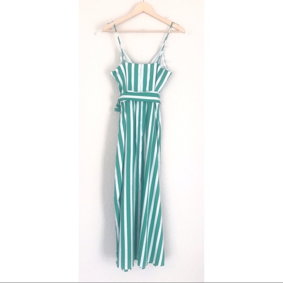 GIANNI BINI Lene Striped Midi Dress Green White - Picture 4 of 10